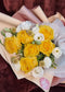 Bouquet - Yellow Roses and White Eustomas