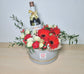 Christmas themed Festive Bloom Box with wine and chocolate