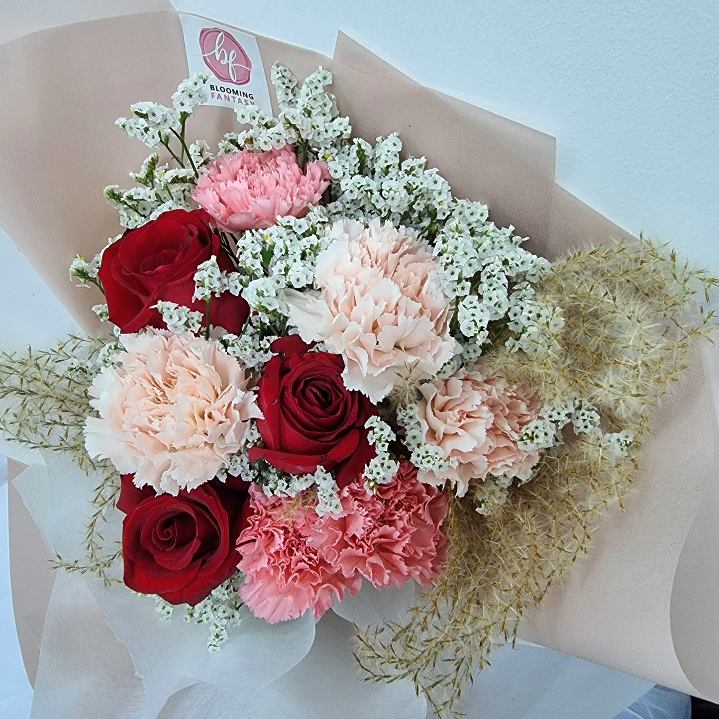 Bouquet - Pink Carnations & Red Roses