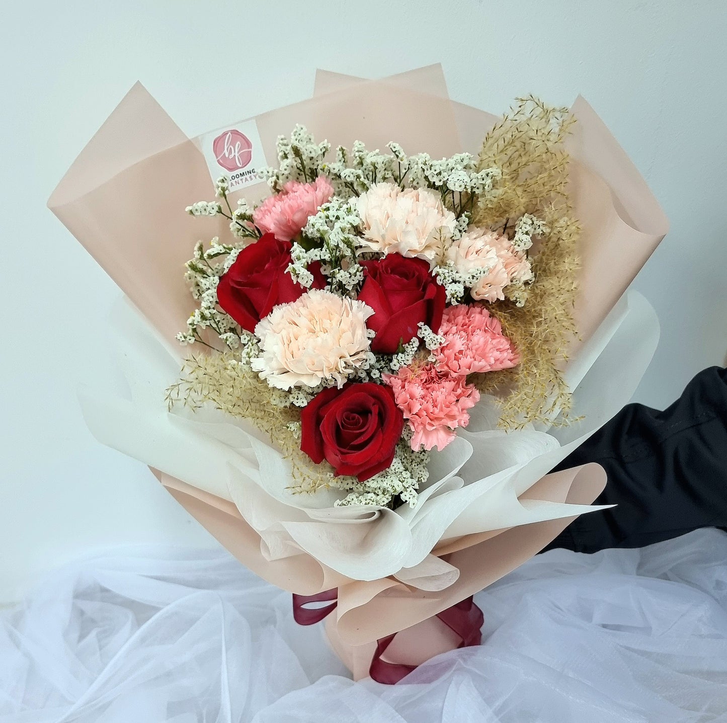 Bouquet - Pink Carnations & Red Roses