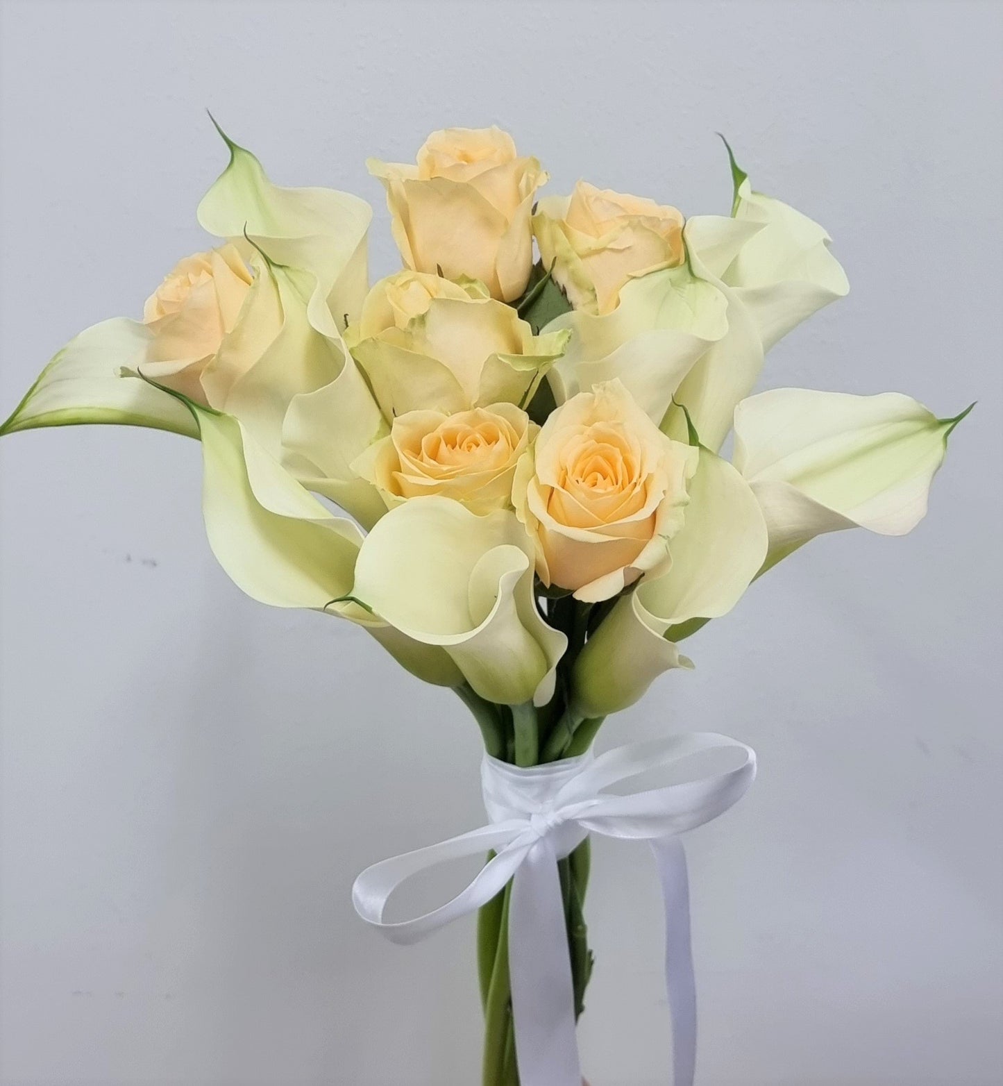 Bridal - White Calla Lilies & Peach Roses